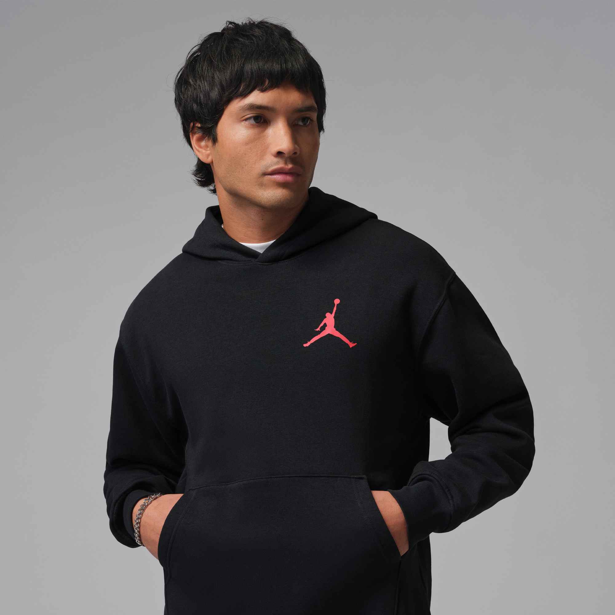 NIKE M J JUMPMAN FLC PO 2 BLACK/GYM RED
